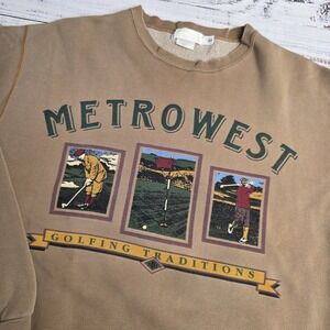 SDI Metrowest Golfing Traditions Sweatshirt Long Sleeve‎ Brown Mens Large Spots